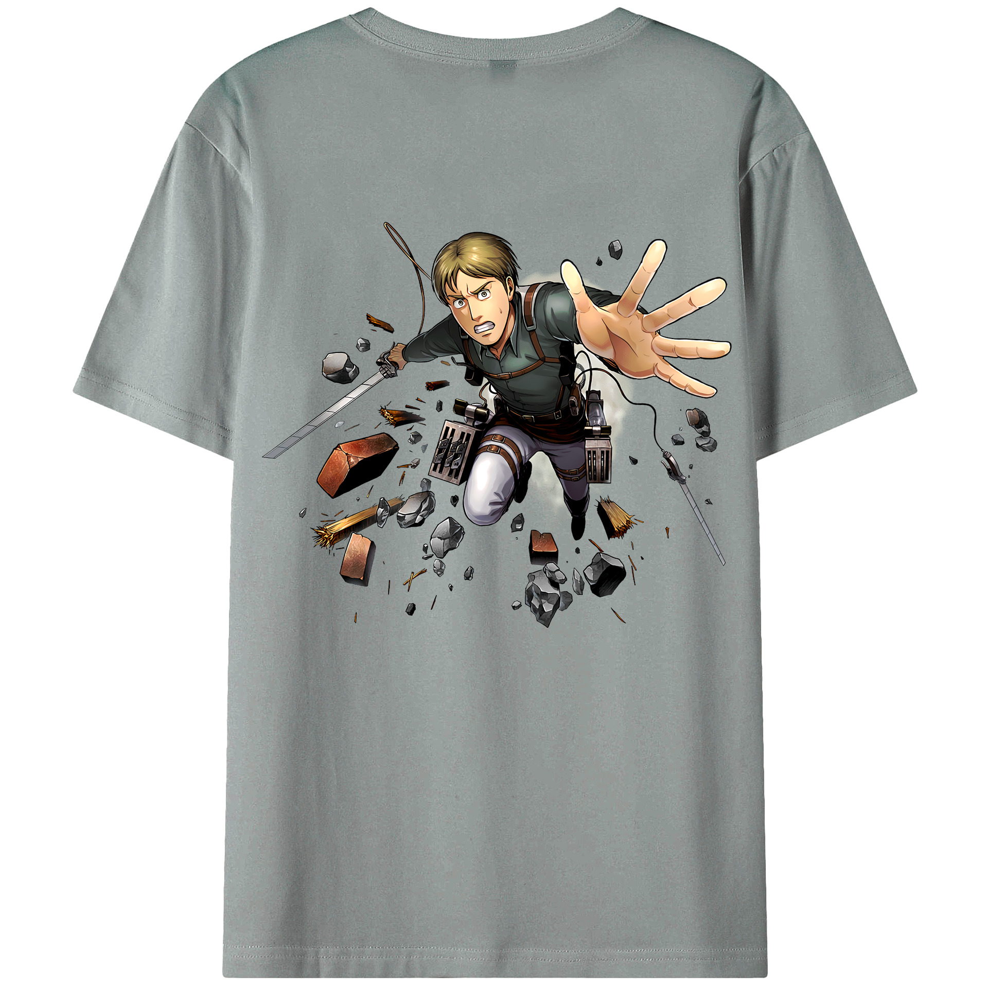 （画像用） 進撃の巨人 Attack on Titan 綿100％ メンズ半袖Tシャツ（バックプリント） 通気性